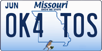 MO license plate OK4T0S