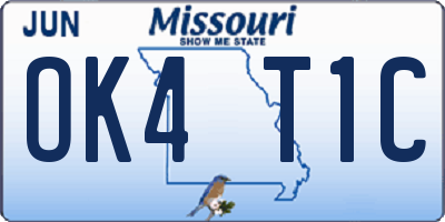 MO license plate OK4T1C