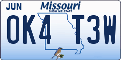 MO license plate OK4T3W