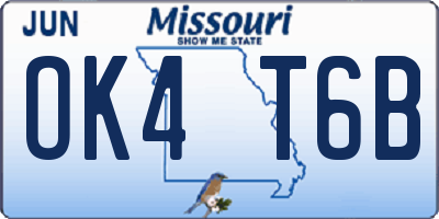 MO license plate OK4T6B