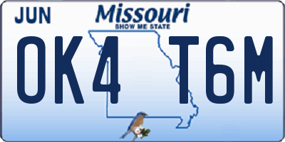 MO license plate OK4T6M