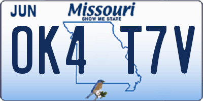 MO license plate OK4T7V
