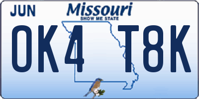 MO license plate OK4T8K