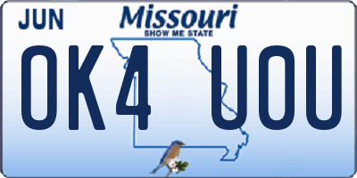 MO license plate OK4U0U