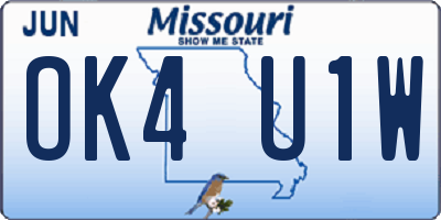 MO license plate OK4U1W