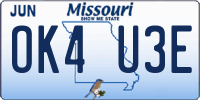 MO license plate OK4U3E