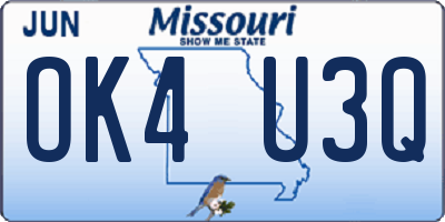 MO license plate OK4U3Q