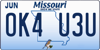 MO license plate OK4U3U