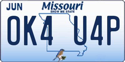 MO license plate OK4U4P