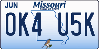 MO license plate OK4U5K