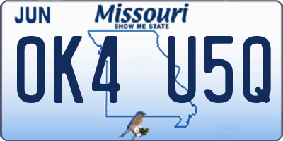 MO license plate OK4U5Q