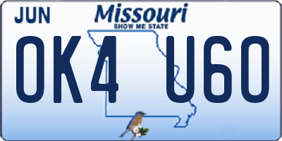 MO license plate OK4U6O