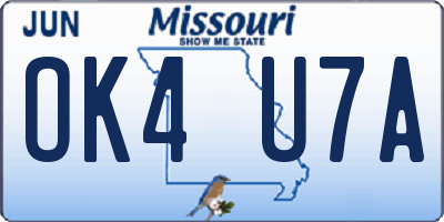 MO license plate OK4U7A