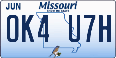 MO license plate OK4U7H