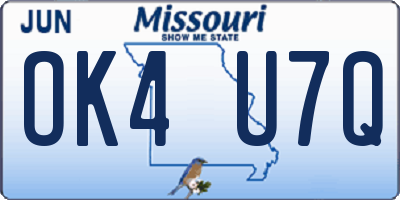MO license plate OK4U7Q