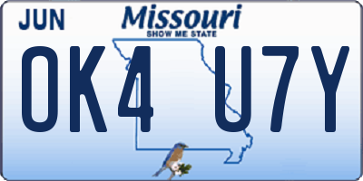 MO license plate OK4U7Y