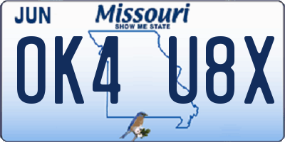 MO license plate OK4U8X