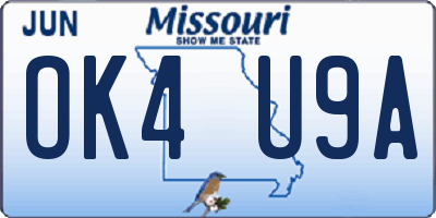 MO license plate OK4U9A