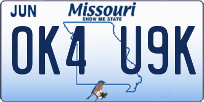 MO license plate OK4U9K