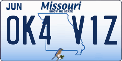 MO license plate OK4V1Z