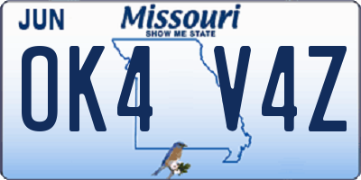 MO license plate OK4V4Z