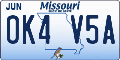 MO license plate OK4V5A