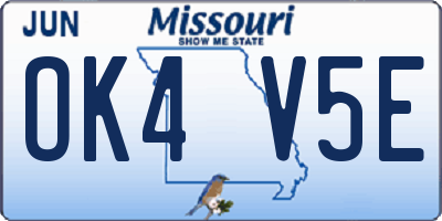 MO license plate OK4V5E