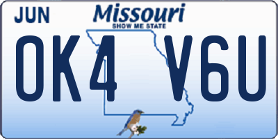 MO license plate OK4V6U