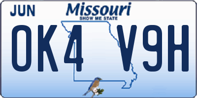 MO license plate OK4V9H