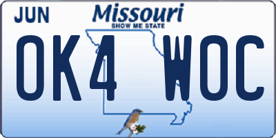 MO license plate OK4W0C
