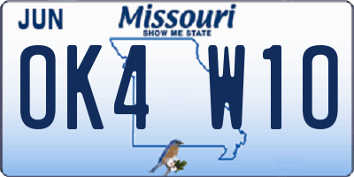 MO license plate OK4W1O