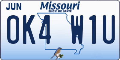 MO license plate OK4W1U