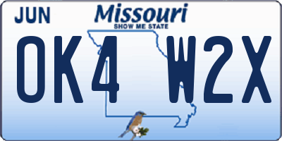MO license plate OK4W2X