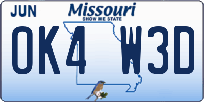 MO license plate OK4W3D