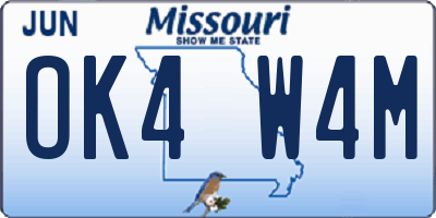 MO license plate OK4W4M