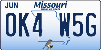 MO license plate OK4W5G