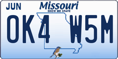 MO license plate OK4W5M