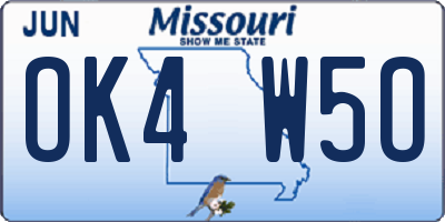 MO license plate OK4W5O