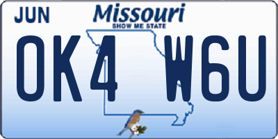 MO license plate OK4W6U