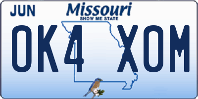 MO license plate OK4X0M