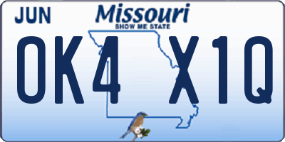 MO license plate OK4X1Q