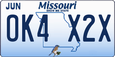 MO license plate OK4X2X