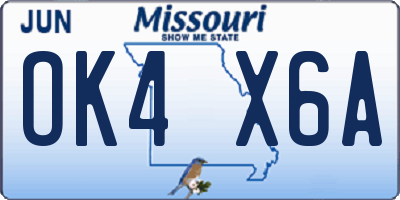 MO license plate OK4X6A