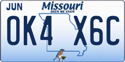 MO license plate OK4X6C