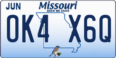 MO license plate OK4X6Q