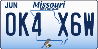 MO license plate OK4X6W