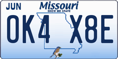 MO license plate OK4X8E