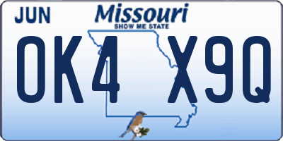 MO license plate OK4X9Q