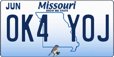 MO license plate OK4Y0J