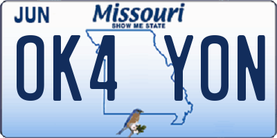 MO license plate OK4Y0N